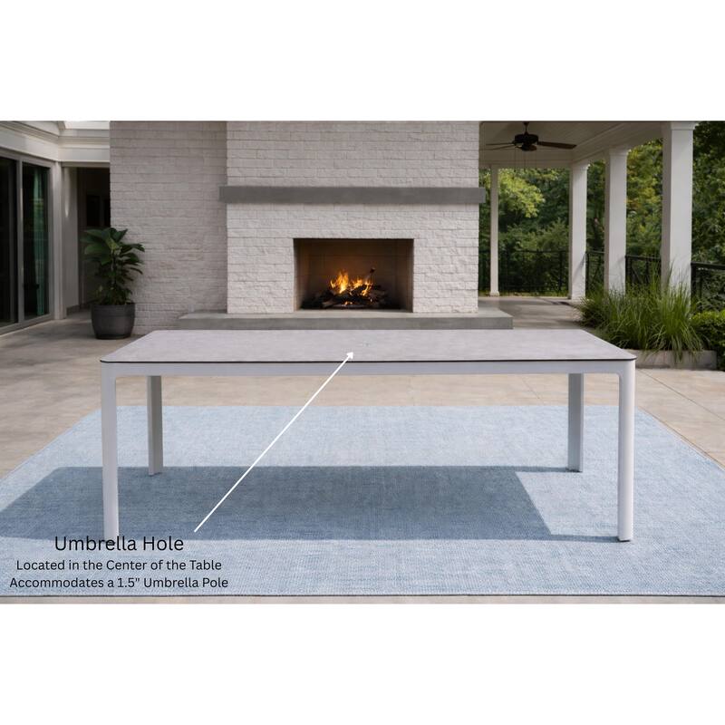 Como White 7-Piece Aluminum Outdoor Dining Set with Sling Set in White - N/A