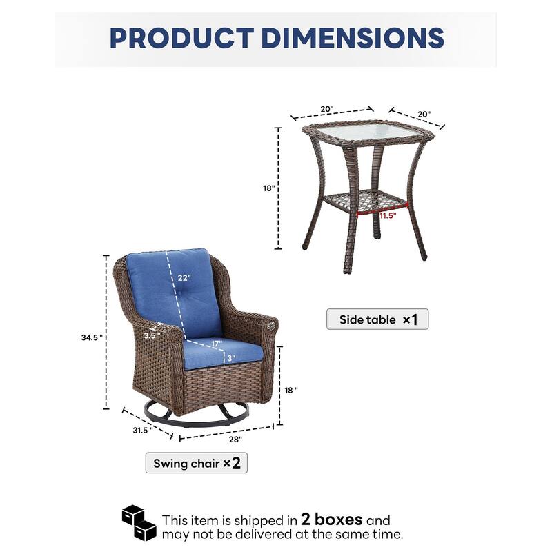 Pocassy Wicker Patio Conversation Set for Backyard