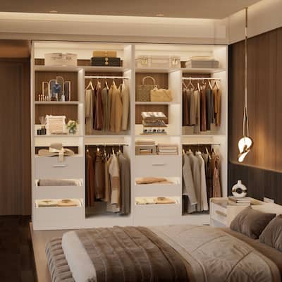36" Freestanding Closet System With 3 Drawers and 2 Hanging Rods,Multi-Purpose Wardrobe Closet Rack