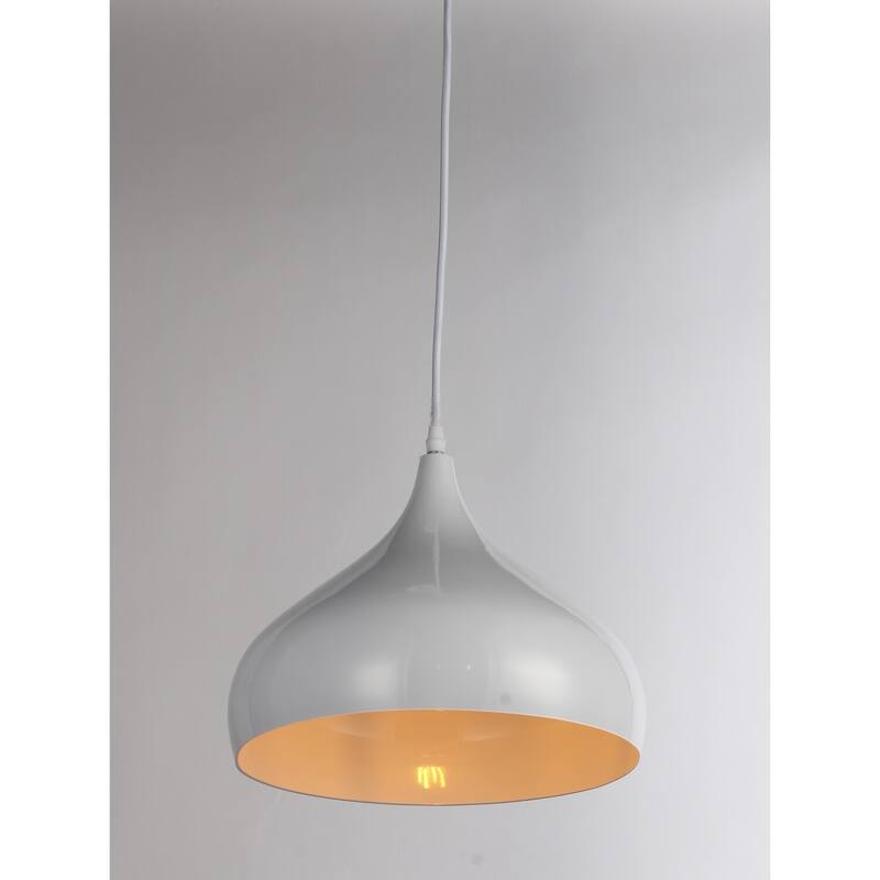 Modern Pendant Light - 1-Light White Hanging Lamp for Kitchen Island Dining Room - 9.5