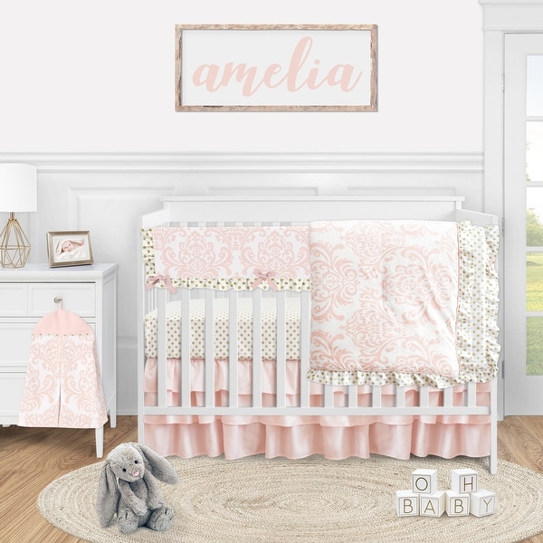 pink polka dot crib bedding set