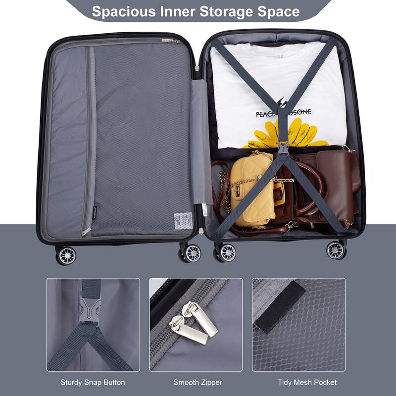 Luggage 3 Piece Set(20"/24"/28"), Hardshell Suitcase With Double Mute Spinner Wheels, Durable Lightweight Suitcase With TSA Lock