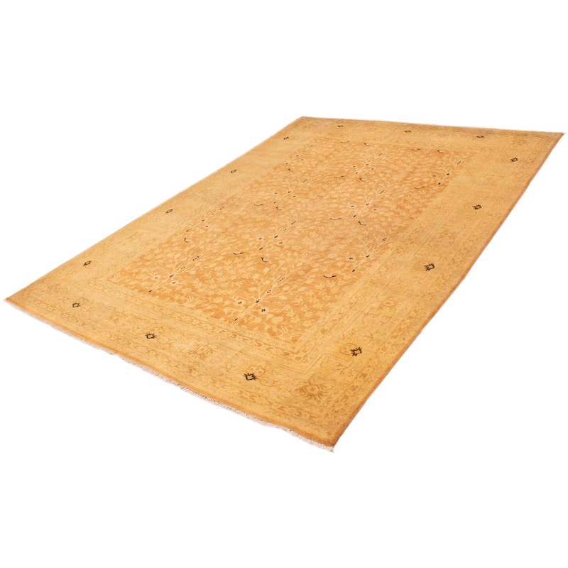 ECARPETGALLERY Hand-knotted Peshawar Oushak Brown Wool Rug - 9'10 x 13'5