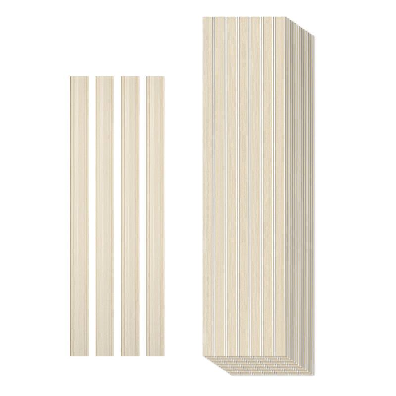 Art3d Decorative PS Wall Panel Kit with Trim, 12 Panels & 4 Edge Strips - N/A - White-Ash