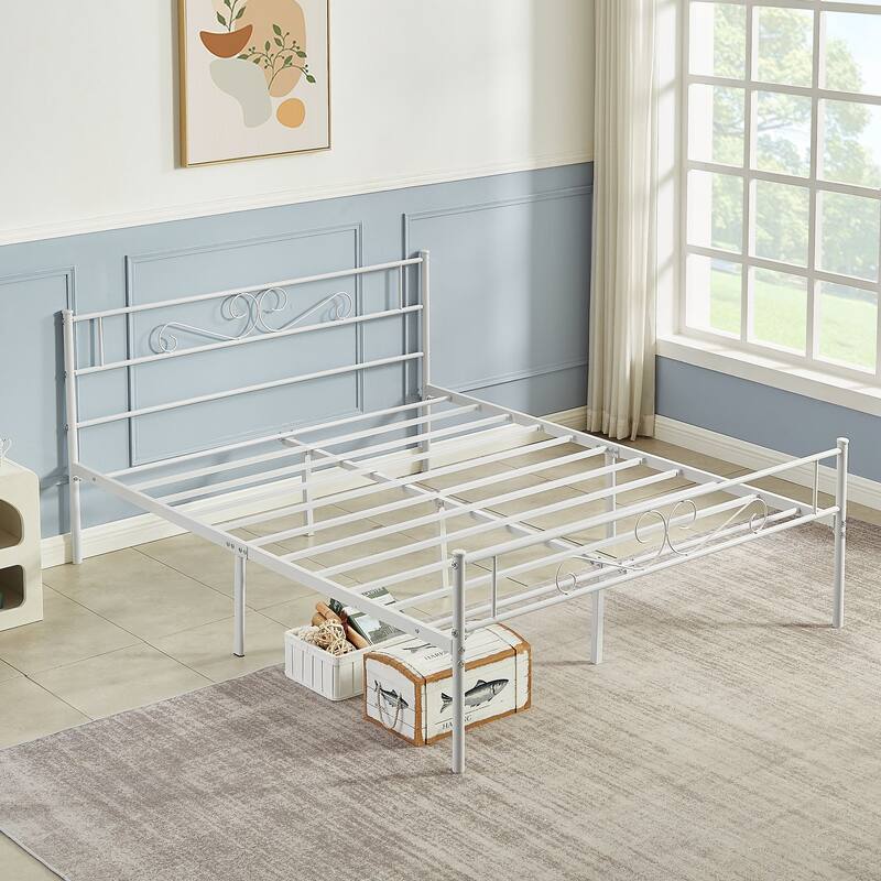 VECELO Modern Heavy Duty Metal Bed Frame with Headboard & Footboard Noise-Free No Box Spring Needed for 8-12 Inch Mattress