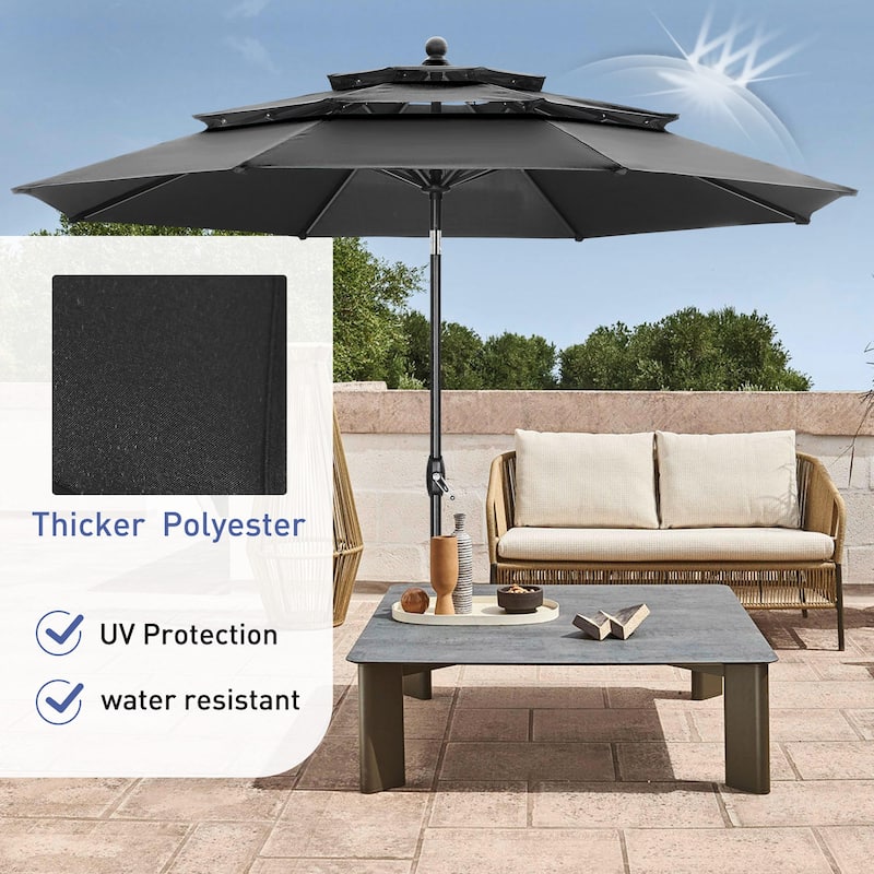 Autlaycil 10FT 3-tier Tilting Patio Umbrella With Base