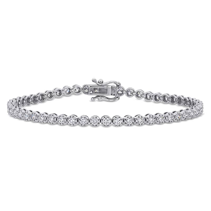 Miadora 2 3/8ct TDW Diamond Tennis Bracelet 14k White Gold