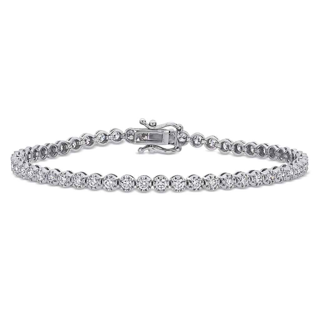 Miadora 2 3/8ct TDW Diamond Tennis Bracelet 14k White Gold