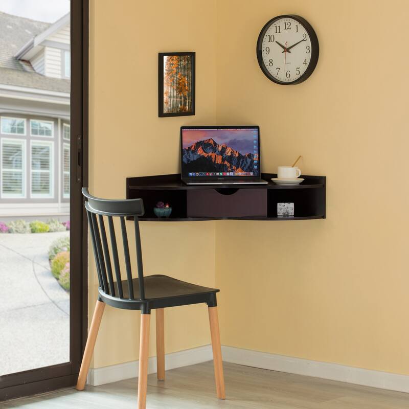 Corner Desk Wall Mounted Office Table with Drawer Writing Desk