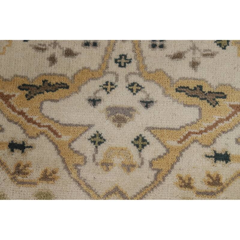 Ivory Oushak Indian Runner Rug Handmade Wool Carpet - 2'7"x 7'9"