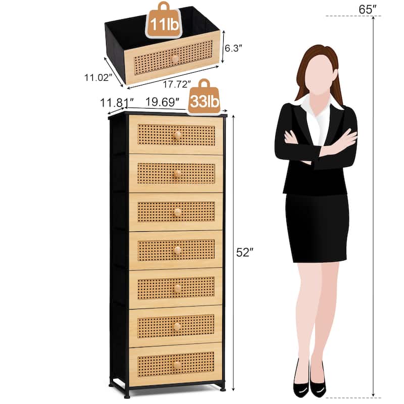 Slim Tall Vertical 7-Drawer Chest Dresser Closet Storage Organizer Unit for Bedroom
