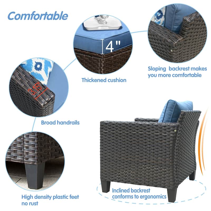OVIOS 5-piece Patio Furniture Wicker Outdoor High-back Seating Set