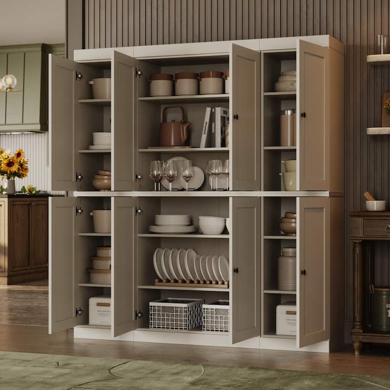 Palace Imports 100% Solid Wood Pantry Cabinet, Shaker Doors, Adjustable Shelves, 65" Wide, 71.5" Tall