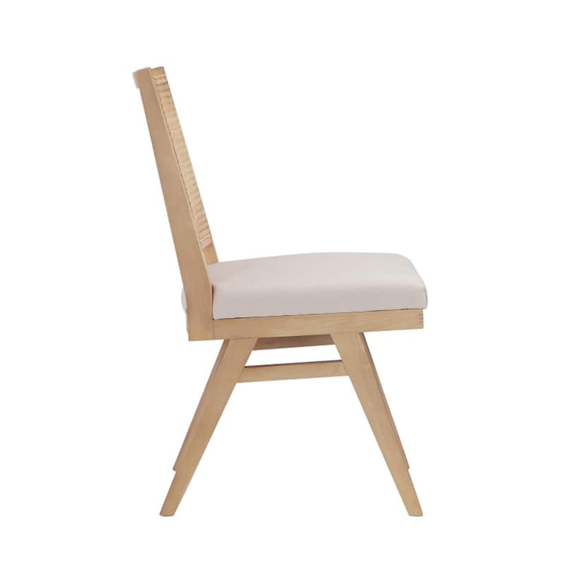 Brown/White Fabric Upholstered Wood Frame Dining Chair, Set of 2, Sturdy Dining Chair for Dining Rooms - 22.75