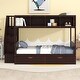 preview thumbnail 15 of 40, Twin over Full Bunk Bed with Shelfs, Staircase and 2 Drawers, Grey Expresso