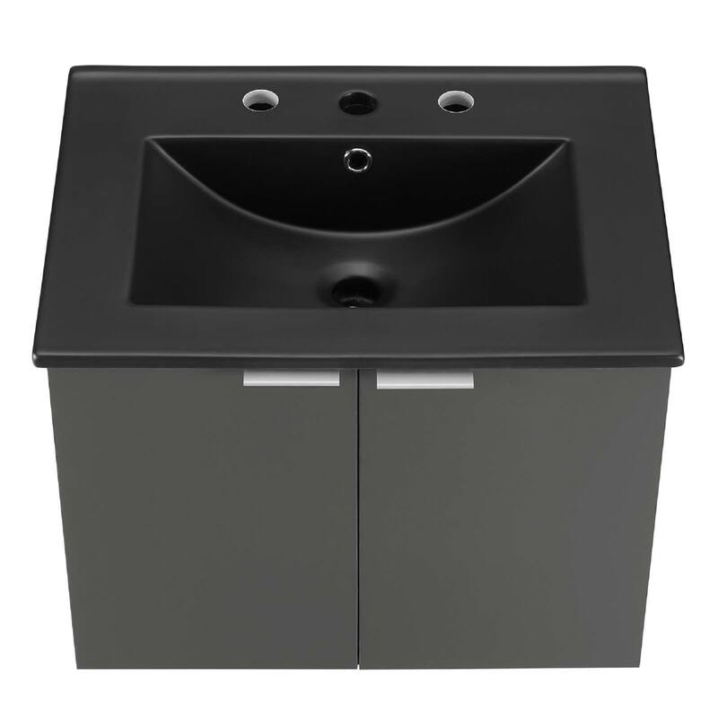 Modway Maybelle 24" Wall-mount Bathroom Vanity in Gray Black - Gray Black