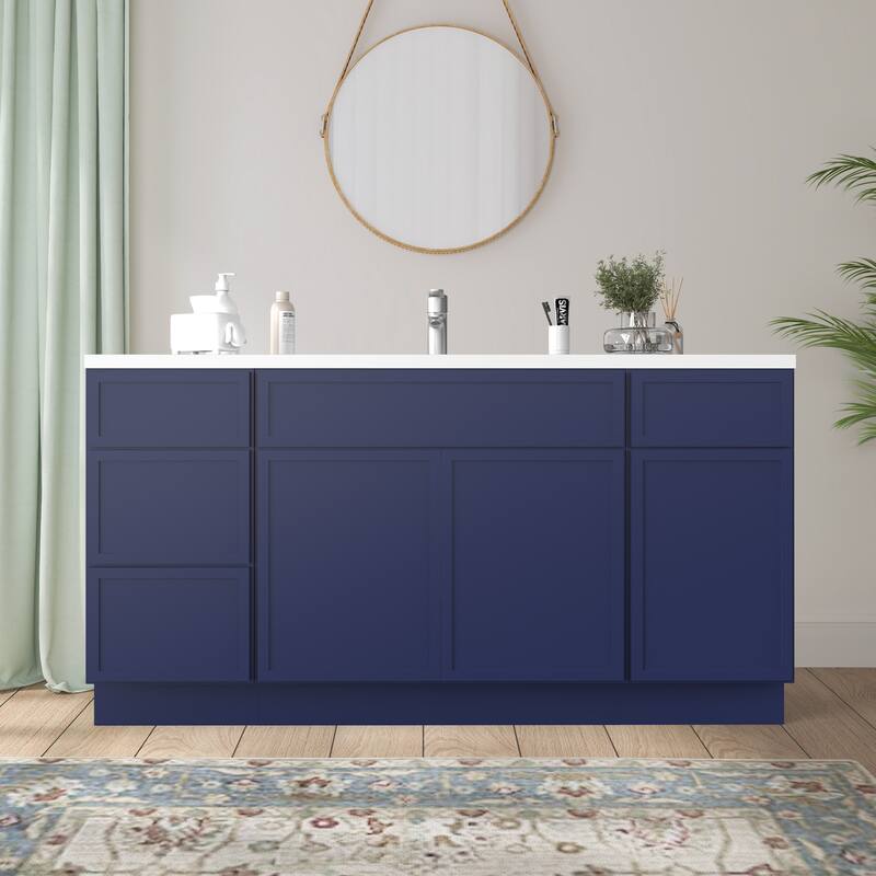 Vanity Art 66" Birch Freestanding Bathroom Vanity Cabinet without Top - Blue