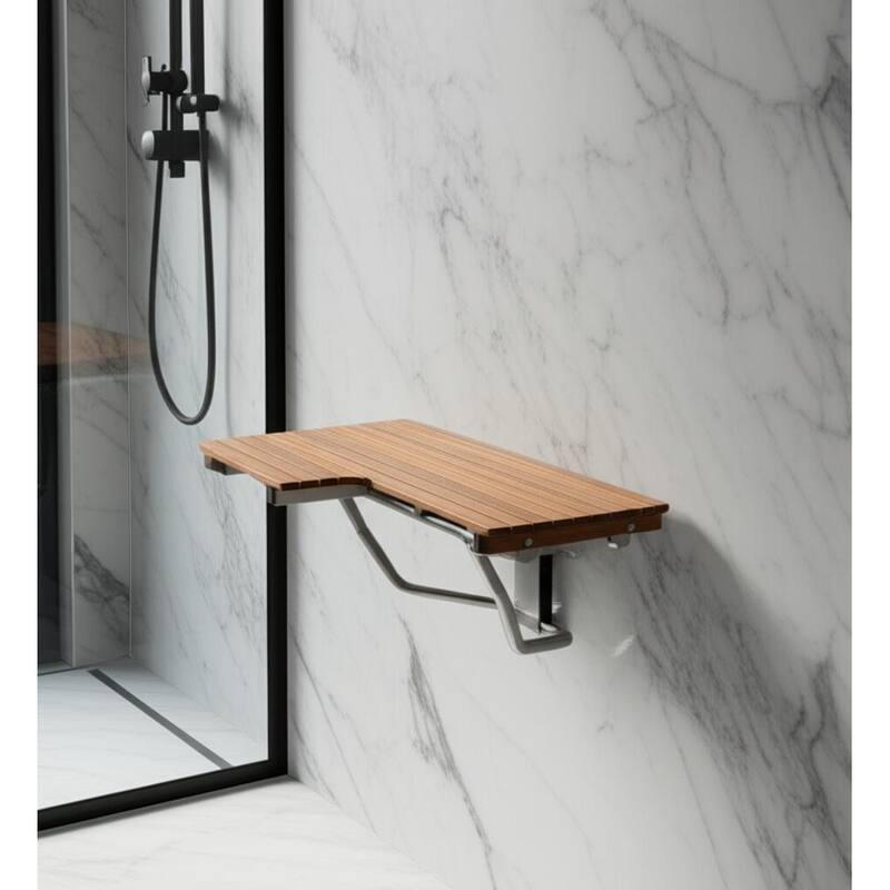 14" X 30" Brown Teak Rectangular Shower Bench - Brown