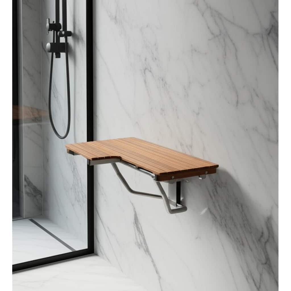 14" X 30" Brown Teak Rectangular Shower Bench