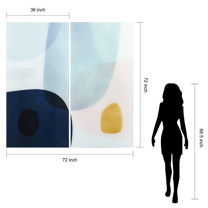 Gold Monde Frameless Free Floating Tempered Glass Graphic Wall Art Set