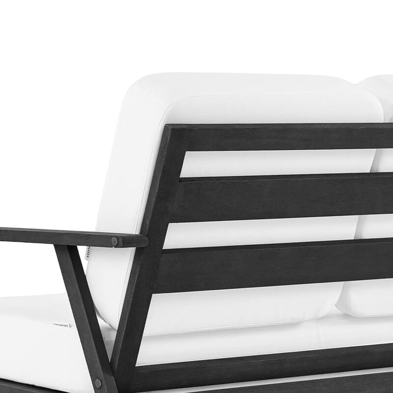 Teak Frame Outdoor Loveseat Daybed with Water-Resistant Cushions.