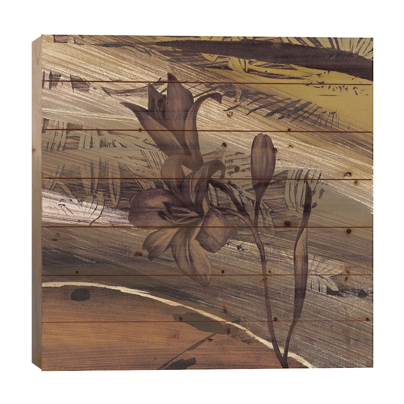 Fleurs d'or I Print On Wood by Anne Brochard - Multi-Color - 26x26x1.5
