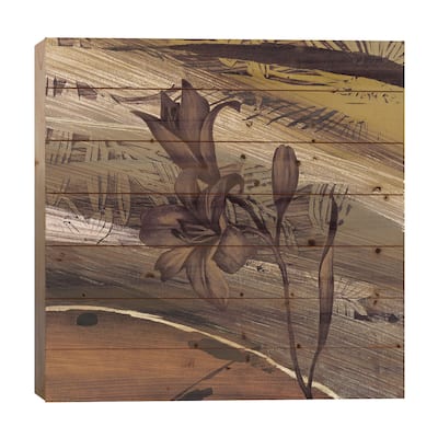 Fleurs d'or I Print On Wood by Anne Brochard - Multi-Color
