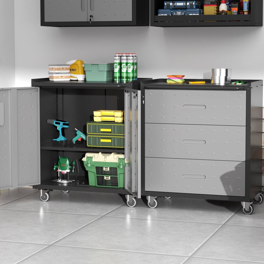 Heavy-Duty Metal Garage Storage Cabinet with Wheels
