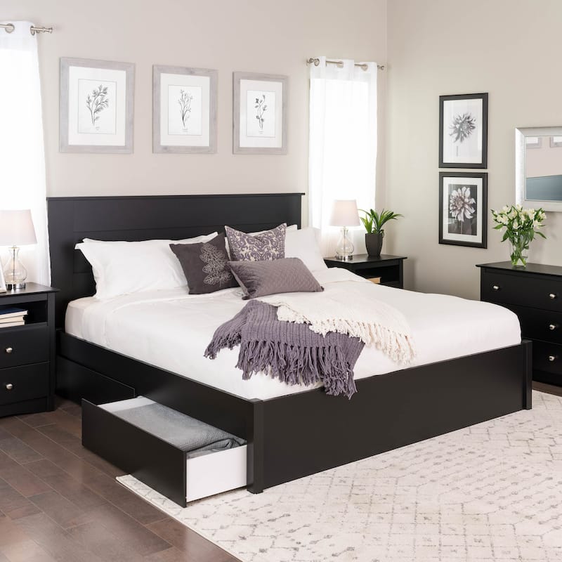 Prepac King 4-post Platform Bed with Optional Drawers