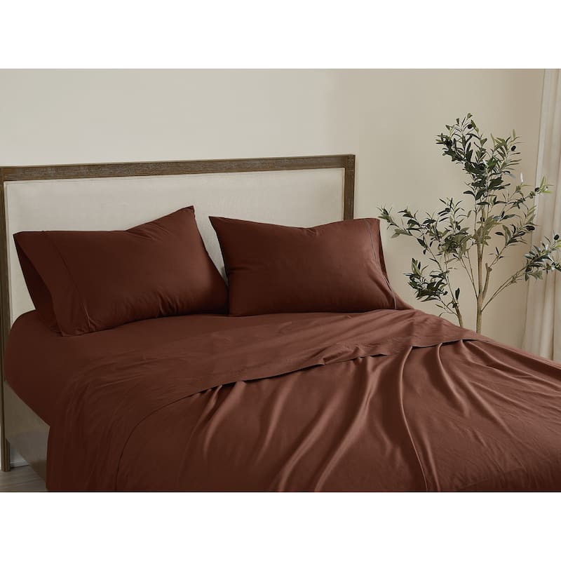 Brooklyn Loom Solid Cotton Percale Bed Sheet Set