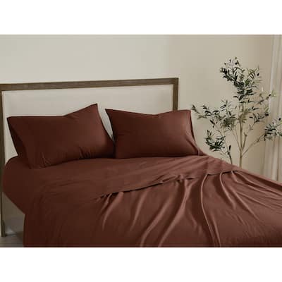 Brooklyn Loom Solid Cotton Percale Bed Sheet Set