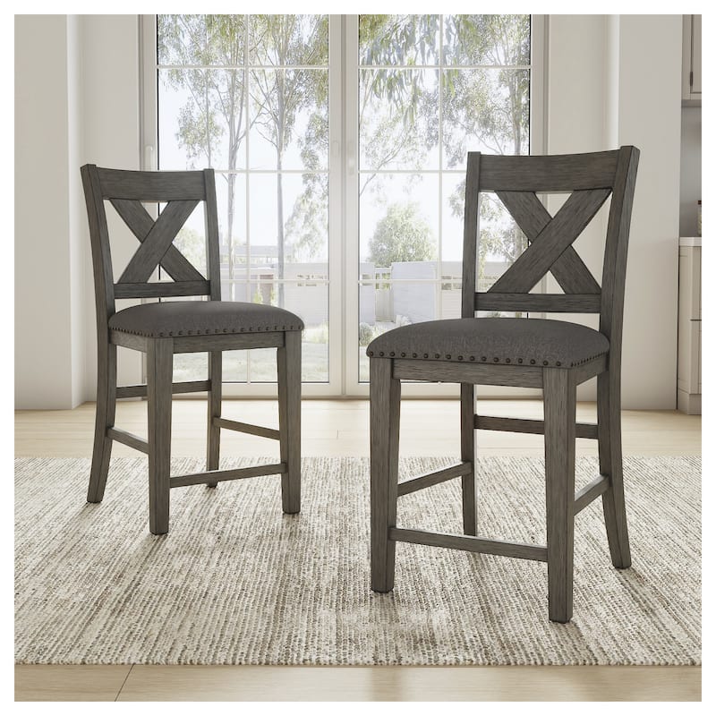 Signature Design by Ashley Caitbrook Solid Wood Bar Stools (Set of 2) - Set of 2 - Grey - Counter Height