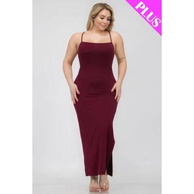 Plus Size Crisscross Back Split Thigh Maxi Dress Perfect for Special Evening Events