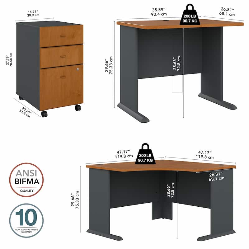 Series A 48W Corner Desk with Drawers by Bush Business Furniture