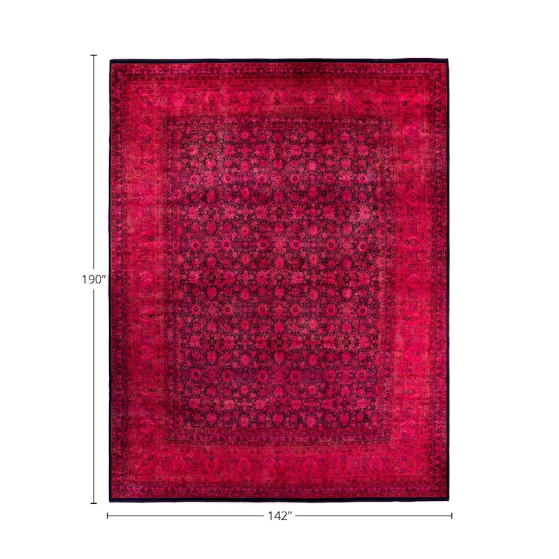 Overton Handknotted Wool Vintage Inspired Contemporary Overdyed Blue Area Rug - 15' 10" x 11' 10"