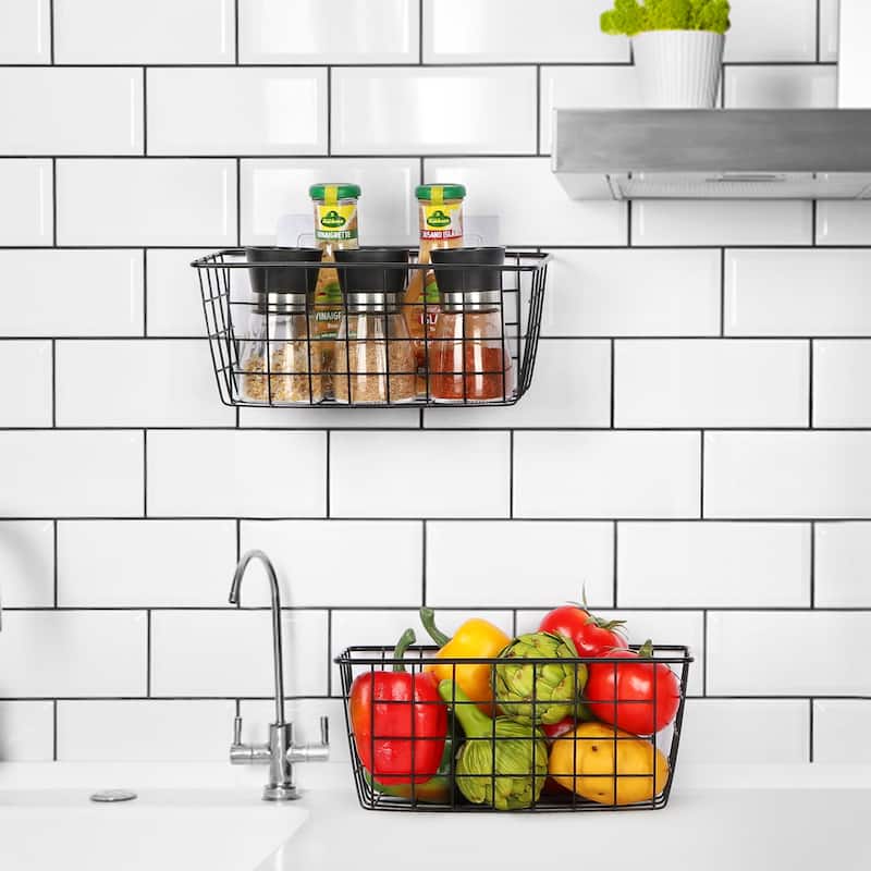 5 Pack Hanging Storage Basket, Bathroom Basket for Cabinet Storage - Dark