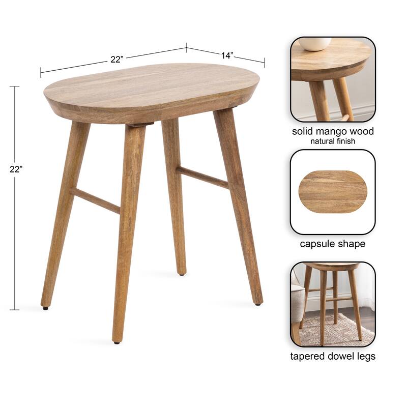Kate and Laurel Conan Oval Wood Side Table - 22x14x22