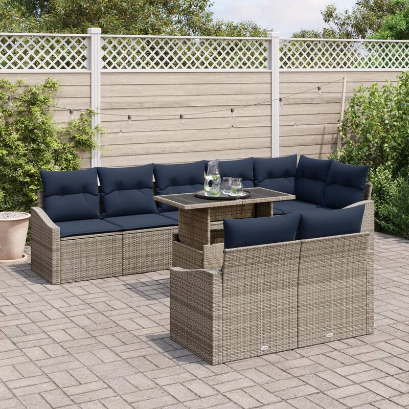 vidaXL 9 Piece Garden Sofa Set with Cushions - 113.6×48.6×27.2