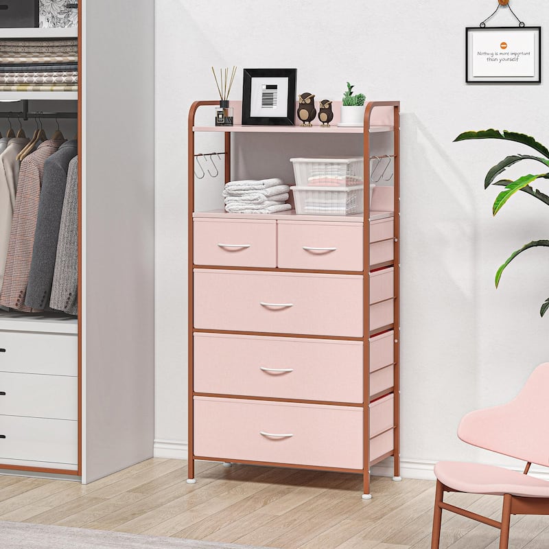 5 Dresser Drawers for Bedroom with Shelves