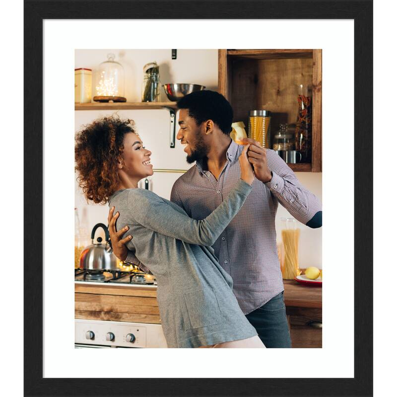 Grace Brushed Gold Narrow Framed Picture Frame, Photo Frame - 20x24 Matted White 16x20 - Grace Brushed Metallic Black Narrow