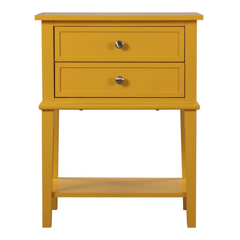 Modern 22-in Metal Hand Holder 2-Drawer Wood Nightstand with Shelf