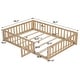preview thumbnail 8 of 21, Wooden Full Size Floor Platform Bed with Fence and Door for Kids Natural
