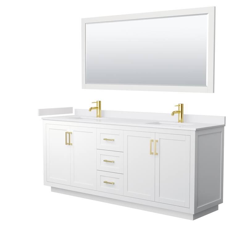 Miranda Double Vanity Set, Cultured Marble Top, 70-Inch Mirror