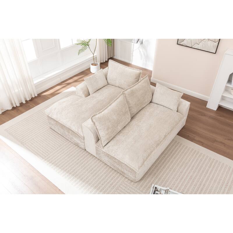 Modular Cloud Sectional Couch with L-Shape Chaise, Chenille Upholstered Boneless Sofa, Compressed Deep Seat Sofa with Pillows