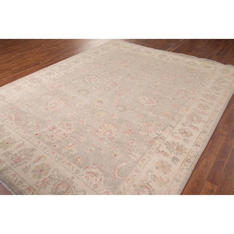 Hand Knotted Oriental 100% Wool Carpet Transitional All-Over Beige & Ivories Oushak Area Rug - 10' 2'' X 8' 2''