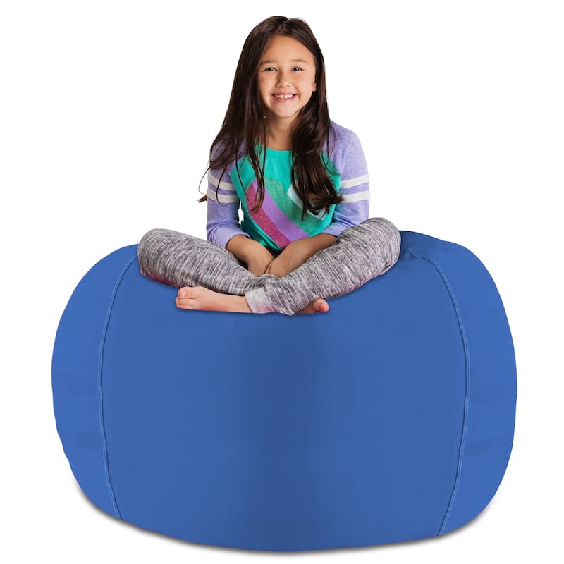 Kids' Stuffed Animal Storage Bean Bag Chair Cover or Toy Organizer - 48 Inches Extra Large - Solid Royal Blue