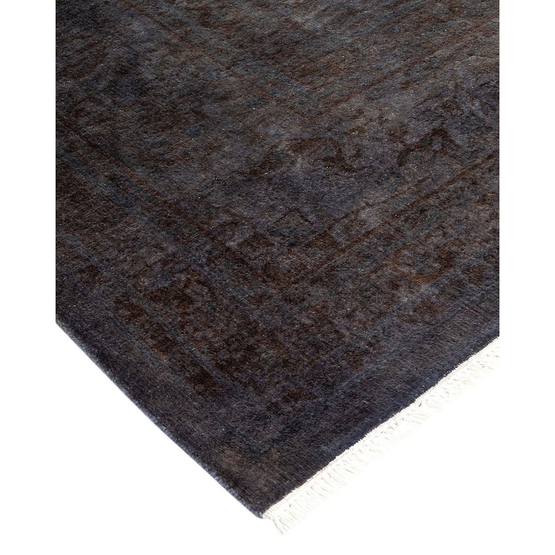 Overton Hand Knotted Wool Vintage Inspired Modern Contemporary Overdyed Gray Area Rug - 8' 2" x 10' 5"