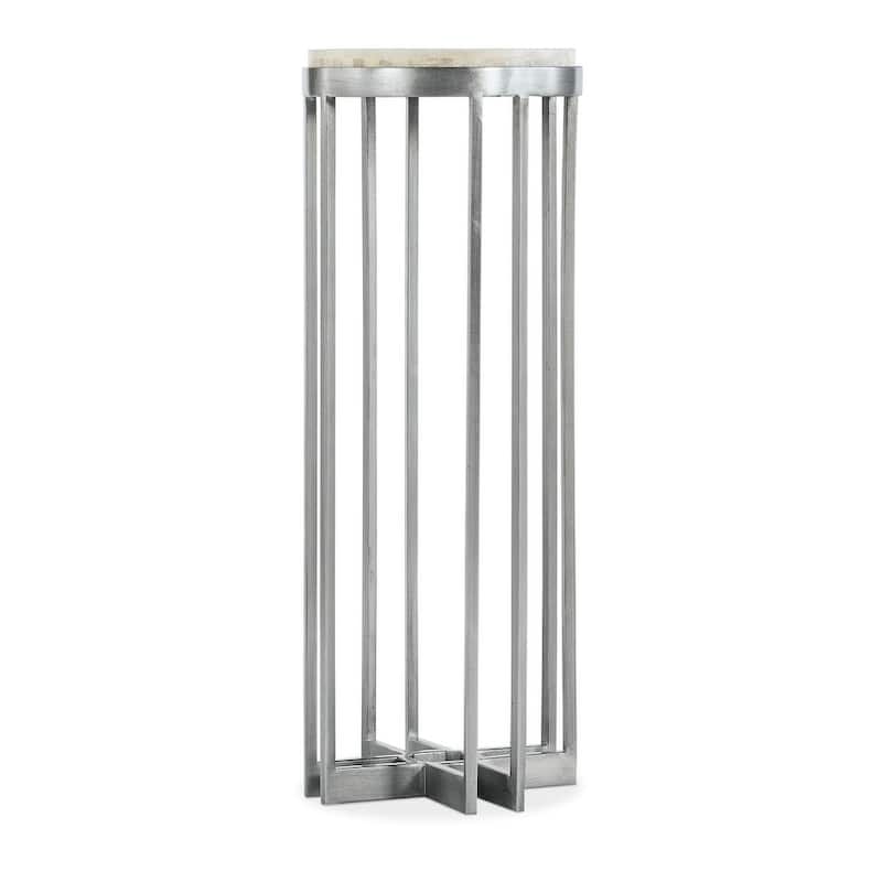 Hooker Furniture 5934-50002-00 Melange 12" Diameter Onyx Top Steel - Pewter / White Onyx