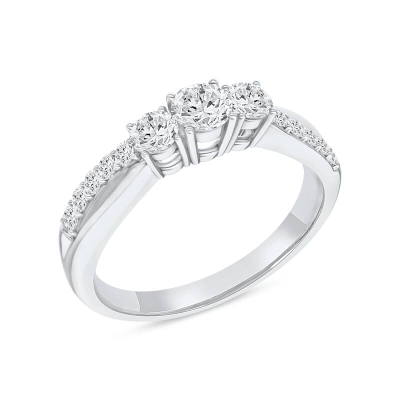 1/2ct TDW Diamond Three Stone Engagement Ring in 14K Gold for Women