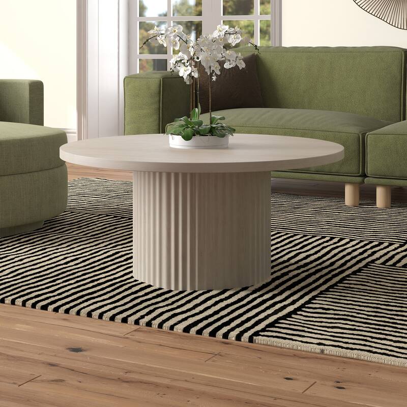 Rollan 32" Wide Round Fluted Coffee Table - 32" Wide